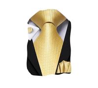 Dubulle Mens Paisely Floral Silk Tie for Men Striped Necktie and Pocket Square Set Wedding Business,Gold