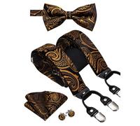 Dubulle Self Tie Bow Ties Set for Men Paisley Floral Bowtie and Pocket Square Cufflinks Wedding Suit