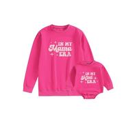 Dubute Conjunto de sudadera informal de manga larga con cuello redondo y estampado de letras "Mommy and Me", Rose Red in My Mini Ers, M