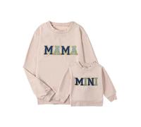 Dubute Conjunto de sudadera informal de manga larga con cuello redondo y estampado de letras "Mommy and Me", Blue Mama Mini, M