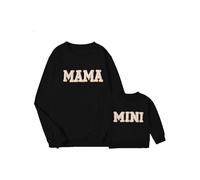 Dubute Conjunto de sudadera informal de manga larga con cuello redondo y estampado de letras "Mommy and Me", Black Mama Mini, 18-24 meses