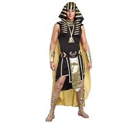 Dubute Disfraz de faraón egipcio de Halloween para hombre, disfraz de rey de Egipto, tocado para fiesta de cosplay, traje de 7 piezas (negro, S)
