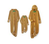 Dubute Disfraz de jengibre para mujer y hombre, disfraz de Halloween, Navidad, pijama con capucha y cremallera, overol familiar para cosplay, amarillo, L