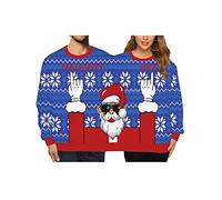 Dubute Hombres Mujeres Navidad 3D Impreso Sudaderas Novedad Vacaciones Pareja Suéter Pullover (Purple Couple, One Size)