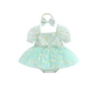 Dubute Mameluco para bebé niña con diadema, tutú de princesa, body de una pieza, traje de pastel con foto, C-Sky Azul, 1 mes