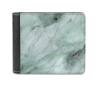 ducanll Cartera de cuero verde para hombre, bloqueo RFID, plegable, textura verde menta, cartera delgada con 8 soportes para tarjetas de crédito, regalo de cumpleaños para marido, Patrón sólido