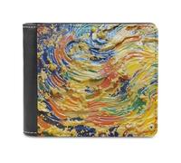 ducanll Cartera delgada para hombre, con bloqueo RFID, de cuero, regalos de cumpleaños para hombres, Pinturas al óleo, 11.7x9.5cm, Pinturas al óleo