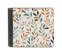 ducanll Cartera delgada para hombre, con bloqueo RFID, de cuero, regalos de cumpleaños para hombres, Textura de hoja, 11.7x9.5cm, Textura de hoja