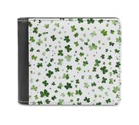 ducanll Cartera delgada para hombre, con bloqueo RFID, de cuero, regalos de cumpleaños para hombres, Trébol verde, 11.7x9.5cm, Trébol verde