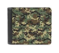 ducanll Cartera delgada para hombre, con bloqueo RFID, de cuero, regalos de cumpleaños para hombres, verde camuflaje, 11.7x9.5cm, Diseño de camuflaje