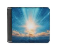 ducanll Cartera delgada para hombre, con bloqueo RFID, de cuero, regalos de cumpleaños para hombres, Vista al cielo, 11.7x9.5cm, Vista al cielo