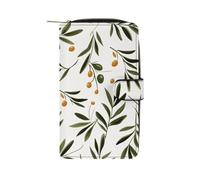 ducanll Cartera para mujer con múltiples ranuras para tarjetas y compartimento para teléfono celular, Estilo de boceto de hoja verde oliva, 19.7cm length, 11cm width, 3.5cm thickness