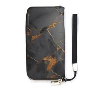 ducanll Cartera para mujer con múltiples ranuras para tarjetas y compartimento para teléfono celular, Patrón de mármol agrietado de ámbar, 20cm length, 10.5cm width, 2.1cm thickness