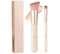 DUcare Brochas de Maquillaje 2 unidad, Brocha de Base de Maquillaje de Cabeza Inclinada y Brocha de Corrector para Base de Maquillaje y Base de Maquillaje en Crema, Cerdas Sintéticas Gruesas