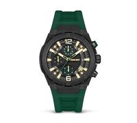 Ducati DT003 - Reloj cronógrafo para Hombre, Caja de 43,5 mm, Esfera Verde Parcial Transparente, Correa de Silicona Resistente, Resistente al Agua, 50 m, Negro, Moderno