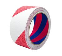 Duccinp Cinta adhesiva antideslizante de color blanco y rojo, con autoadhesiva, 10 cm x 10 m, para escalones, cinta adhesiva antideslizante, almohadilla de alta tracción para suelos interiores y