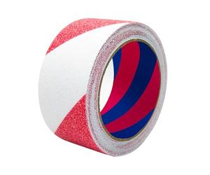 Duccinp Cinta adhesiva antideslizante de color blanco y rojo, con autoadhesiva, 10 cm x 10 m, para escalones, cinta adhesiva antideslizante, almohadilla de alta tracción para suelos interiores y