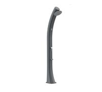 Ducha a calentamiento solar gris para piscina y jardín fabricada en polietileno hd para uso exterior accesorios en metal color negro altura 226,6 cm ducha redonda diámetro 20cm depósito 40 lit grifo l