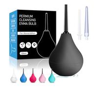 Ducha Anal con 3 Canulas - Pera Lavado Recto para Ducha Anal y Ducha Vaginal, Enema para Limpieza de Colon con Boquillas Desmontables, Cómodas y Delgadas 224ml para Niños y Niñas（Negro）
