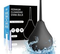 Ducha anal pera lavado recto-enema para limpieza de colon,ducha íntima y ducha vaginal para hombres y mujeres con 3 boquillas extraíbles, cómodas y finas 224 ml (Negro)