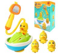 Ducha bañera Pato Grifo de Juguete con Bomba de Agua, Cabezal de Ducha Desmontable Patito para Bebés + 3 Juguetes de baño de Pato & Bomba de Agua para 1 2 3 4 5 Años Ducha Natación Regalo Cumpleaños