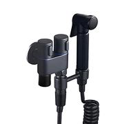 Ducha Bidet Grifo Bidet Portatil para WC Pulverizador Kit Ducha Higienica Doble Asa de un Solo Orificio Agua Fría Kit Ducha de Lavabo Bidet-Negro-D