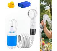 Ducha Camping,Kit de ducha de camping,Bomba de ducha para acampar,Ducha portátil de camping con cabezal de ducha válvula de cierre y batería integrada 4000mah para exteriores, camping, senderismo (#A)