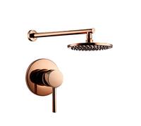 Ducha clásica, juego de grifo de válvula desviadora de ducha de latón macizo para baño de oro rosa con cabezal de ducha redondo de 8-12 pulgadas, juego de ducha de lujo para pared de baño, 12 pulgada