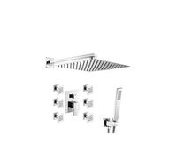 Ducha con hidromasaje de 6 jets empotrada a pared monomando cuadrada en color cromado Tajo de Valaz - 20x20 cm