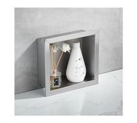 Ducha de acero inoxidable, 2 estantes de almacenamiento impermeables para champú y artículos de tocador, alcohol integrado para baño, cocina, sala de estar, elegante diseño negro (15.16 x 1, plata