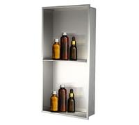Ducha de acero inoxidable 304 de 2 niveles con almacenamiento de doble pared para renovación de baño, sostiene champú, jabón, artículos de tocador, fácil instalación, diseño moderno ARG