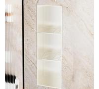 Ducha de acero inoxidable con estante, no requiere azulejos, hueco de pared de almacenamiento de varios niveles para artículos esenciales de baño (blanco, 90 cm)