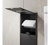 Ducha de acero inoxidable de alta calidad, estante de pared empotrado para baño, cocina, sala de estar y más, impermeable, resistente al óxido, 20 x 66 x 15 cm (acabado negro)