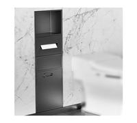 Ducha de acero inoxidable, estante empotrable impermeable para habitaciones húmedas, organizador para champú, artículos de tocador y papelera, gris