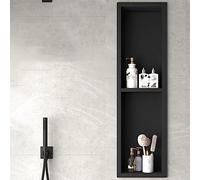 Ducha de acero inoxidable, estante empotrado de una pieza para champú y artículos de tocador, estante de almacenamiento de ducha de fácil instalación, color rojo, 32 x 32 x 12,5 cm