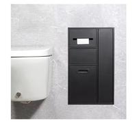 Ducha de acero inoxidable, estante empotrado impermeable para papel higiénico y papelera, para almacenamiento de baño, color negro, 67 x 40 x 14 cm, ideal para champú y artículos de tocador