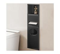 Ducha de acero inoxidable impermeable para champú, artículos de tocador, papel higiénico, 63 x 20 x 13,5 cm, estantes de baño negros para cocina y almacenamiento en el hogar