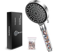 YEAUPE Alcachofa de ducha antical, alta presión 6 modos de chorro, con filtro de ahorro de Agua 9,5 L/Min