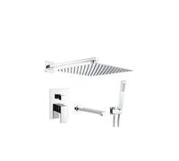 Ducha de bañera encastrada a pared de tres funciones en color cromado Tajo de Valaz - 25x25 cm