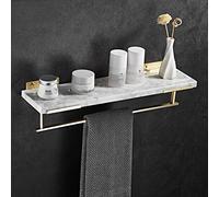 Ducha de baño de baño Caddy estantes flotantes de mármol Nordic Light Luxury Gold All-Copper Rack de toallas de baño Batomontado de baños montados en la pared Ganal de almacenamiento de champú de