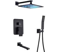Ducha de baño negro mate grifo de ducha de lluvia de lluvia Led bañera de agua grifo de agua montaje ducha ducha de ducha de ducha de ducha de ducha de 8 pulgadas, juego de ducha de 10 pulgadas
