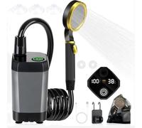 Ducha de camping portátil recargable con pantalla LED, bomba de ducha silenciosa USB para exteriores, cabezal ajustable para senderismo, playa, lavado de coches, baño de mascotas (7800 mS, gris)