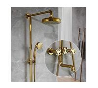 Ducha de estilo industrial clásico con agua fría y caliente Juego de grifo de ducha montado en la pared Juego combinado de ducha multifunción con manijas dobles con caño para bañera, cabezal de ducha