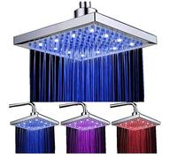 Ducha de lluvia 20x20 cm - LED, cambio de 3 colores, ABS cromado