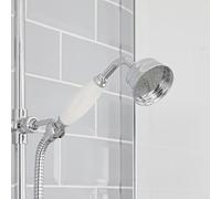Ducha de Mano Telefono de Ducha Tradicional en Latón Cromado Retro Ducha Clásica Latón Cromado con Pomo en Cerámica