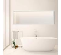 Ducha de pared de acero inoxidable con luz LED empotrada, solución de almacenamiento de baño blanca (90 x 28 x 12,5 cm) para un almacenamiento e iluminación elegantes