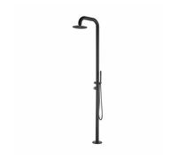 Ducha de piscina pula nera con rociador de 25 cm de diámetro ducha de jardín con mezclador y teleducha cuerpo y accesorios en acero inoxidable marino aisi 316l. ducha con suministro de agua caliente y