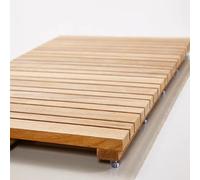 Ducha de teca Mat 36x47 pulgada de rasgo de baño no deslizante, rallado de madera natural con mangos para sauna Tub, Patillo de spa Durable con pies anti-secuestro, bandeja de drenaje de madera limpia