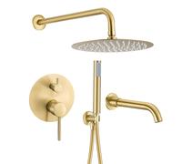 Ducha empotrada de bañera a pared proteccion PVD rociador 25 cm mando 3 vias alcachofa flexo 150 cm Jucar de Valaz