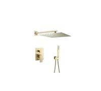 Ducha empotrada de pared monomando cuadrada en color dorado cepillado Tajo de Valaz - 20x20 cm